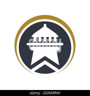 Modello di logo Light House icona vettoriale Foto Stock