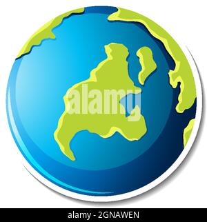 Modello di adesivo con illustrazione isolata Earth Planet Illustrazione Vettoriale