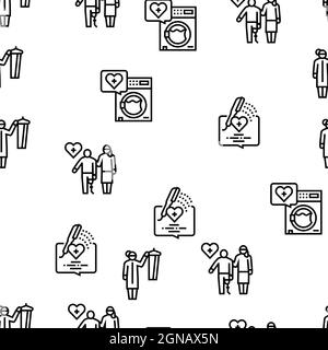 Illustrazione della linea sottile del modello senza giunture vettoriale dei servizi Homecare Illustrazione Vettoriale