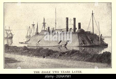 L'Ironclad Essex di mille tonnellate [USS Essex era un cannonboat di fiume di 1000 tonnellate dell'esercito degli Stati Uniti e successivamente della marina degli Stati Uniti durante la guerra civile americana. È stato chiamato per Essex County, Massachusetts. USS Essex fu originariamente costruito nel 1856 a New Albany, Indiana come un traghetto a vapore chiamato New era.] dal libro 'la guerra civile attraverso la fotocamera ' centinaia di fotografie vivide effettivamente scattate in epoca di guerra civile, sedici riproduzioni a colori di famosi dipinti di guerra. La nuova storia del testo di Henry W. Elson. A. storia completa illustrata della guerra civile Foto Stock