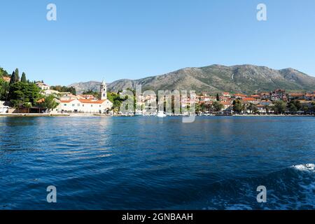 Cavtat, Croazia sul Mare Adriatico costa 15 km (9 miglia) a sud di Dubrovnik Foto Stock