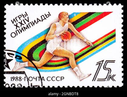 RUSSIA, URSS - CIRCA 1988: Un francobollo dell'URSS che mostra i Giochi olimpici dello sport XXIV Foto Stock