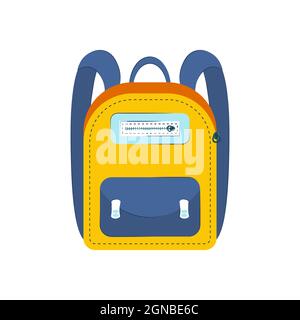 Zaini disegnati a mano. Borse per la scuola. Cartone animato di sport casual e zaino turistico. Elemento decorativo della borsa scolastica. Illustrazione vettoriale. L'oggetto è Illustrazione Vettoriale