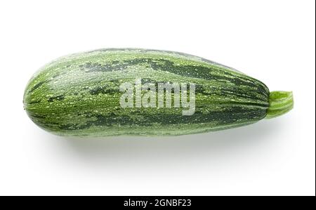 Zucchine isolate su sfondo bianco. Vista dall'alto Foto Stock