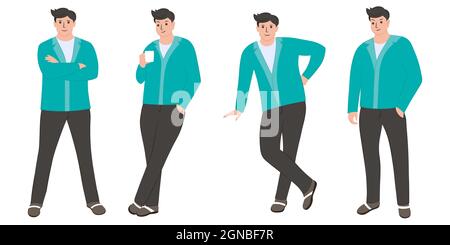 insieme di uomini d'affari in diverse pose. vettore illustrazione isolato su sfondo bianco. Illustrazione Vettoriale