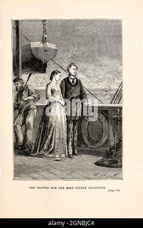 Gli mostrò la più viva gratitudine, dal libro 'in tutto il mondo in ottanta giorni' di Jules Verne (1828-1905) tradotto da Geo. M. Towle, pubblicato a Boston da James. R. Osgood & Co. 1873 prima edizione USA Foto Stock