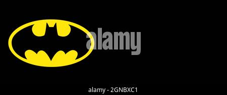 Banner Web Batman isolato su sfondo nero. Batman di DC fumetti. Banner con spazio per il testo Foto Stock
