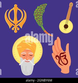 set di guru nanak jayanti Illustrazione Vettoriale