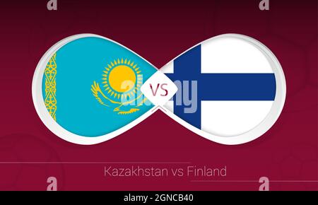 Kazakhstan vs Finlandia in Football Competition, Gruppo D. contro icona sullo sfondo del calcio. Illustrazione vettoriale. Illustrazione Vettoriale