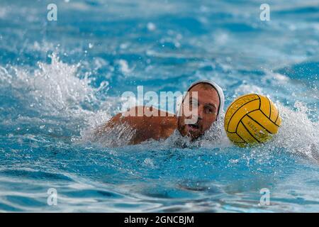 Zanelli Pools, Savona, Italy, September 24, 2021, GOPCEVIC Marko (Primorac) durante la partita di Primorac Kotor (MNE) vs Vitoria Guimaraes SC (por) - LEN Cup - Champions League ippolamo Foto Stock