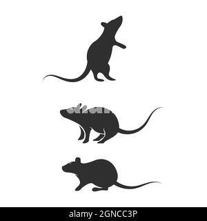 Modello di illustrazione di disegno dell'icona del vettore cute di ratto Foto Stock