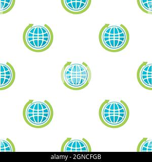 Globo e freccia verde motivo di sfondo continuo texture ripetizione sfondo geometrico Illustrazione Vettoriale