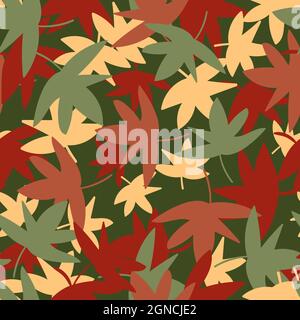 autunno acero albero lascia senza giunture vettore modello Illustrazione Vettoriale