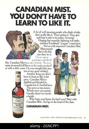 Canadian Mist premium canadian whiskey whisky vintage advert advert ad 1970 1980 Foto Stock