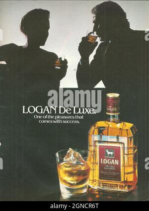 Logan de luxe premium scotch whisky whisky vintage advert advert ad 1970 1980 Foto Stock