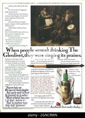 Glenvlivet premium scotch whiskey whisky vintage advert ad 1970 1980 Foto Stock