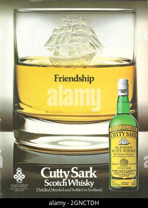 Cutty Sark premium scotch whiskey whisky vintage advert advert ad 1970 1980 Foto Stock