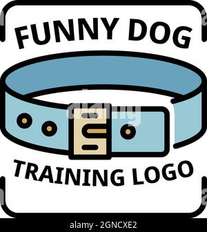 Logo di training per cani da fiy. Profilo fany cane formazione vettore logo colore piatto isolato Illustrazione Vettoriale