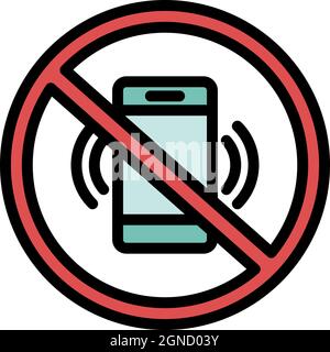 Icona dello smartphone barrata. Contorno incrociato icona vettore smartphone colore piatto isolato Illustrazione Vettoriale