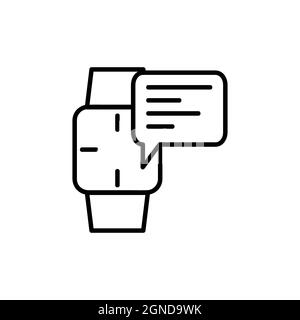 Icona smartwatch. Pittogramma piatto per nastro. Tratto di linea. Orologi semplici simbolo isolato su sfondo bianco. Vettore di contorno eps10 Foto Stock