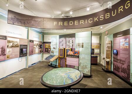 Fredericksburg Virginia, il centro visitatori del campo di battaglia di Fredericksburg, la mostra di storia della Guerra di Secessione americana, la collezione di interni al museo Foto Stock