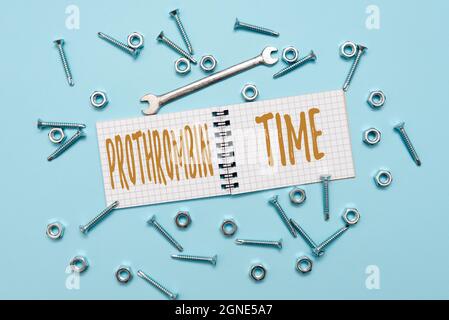 Didascalia concettuale tempo di protrombina. Business Concept valutate la vostra capacità di formare in modo appropriato coaguli di sangue Strumenti e attrezzature di manutenzione Foto Stock