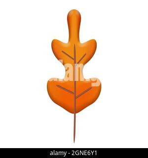 Autunno lasciare 3D. Foglia cadente, rendering 3d minimo, plastilina, vettore Illustrazione Vettoriale