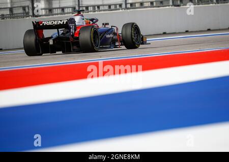 Sochi, Russia. 24 settembre 2021. 24 Viscaal Bent (nld), Trident, Dallara F2, in azione durante il 6° round del Campionato FIA di Formula 2 2021 dal 24 al 26 settembre 2021 sulla Sochi Autodrom, a Sochi, Russia - Foto Xavi Bonilla / DPPI Credit: DPPI Media/Alamy Live News Foto Stock