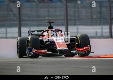 Sochi, Russia. 24 settembre 2021. 24 Viscaal Bent (nld), Trident, Dallara F2, in azione durante il 6° round del Campionato FIA di Formula 2 2021 dal 24 al 26 settembre 2021 sulla Sochi Autodrom, a Sochi, Russia - Foto Xavi Bonilla / DPPI Credit: DPPI Media/Alamy Live News Foto Stock