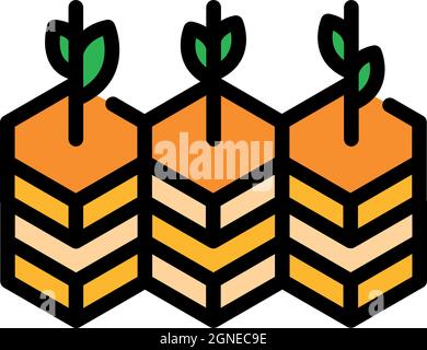 Icona delle piante ogm dell'azienda agricola. Profilo azienda agricola ogm piante vettore icona colore piatto isolato Illustrazione Vettoriale