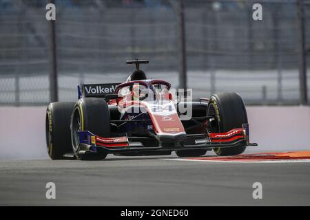 24 Viscaal Bent (nld), Trident, Dallara F2, in azione durante il 6° round del Campionato FIA di Formula 2 2021 dal 24 al 26 settembre 2021 sulla Sochi Autodrom, a Sochi, Russia - Foto: Xavi Bonilla/DPPI/LiveMedia Foto Stock