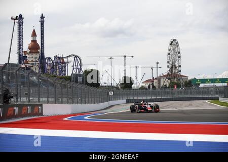 24 Viscaal Bent (nld), Trident, Dallara F2, in azione durante il 6° round del Campionato FIA di Formula 2 2021 dal 24 al 26 settembre 2021 sulla Sochi Autodrom, a Sochi, Russia - Foto: Xavi Bonilla/DPPI/LiveMedia Foto Stock