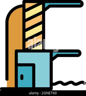 Icona della torre di salto piscina. Contorno piscina salto torre vettore icona colore piatto isolato Illustrazione Vettoriale