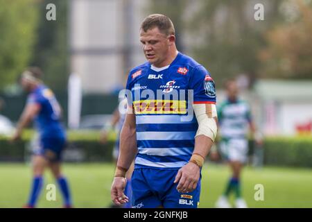 Treviso, Italia. 25 Settembre 2021. Deon Furie durante il Benetton Rugby vs DHL Stormers, United Rugby Championship match a Treviso, Italy, September 25 2021 Credit: Independent Photo Agency/Alamy Live News Foto Stock