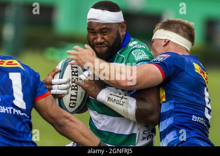 Treviso, Italia. 25 Settembre 2021. Ratuva Tavuyara durante Benetton Rugby vs DHL Stormers, United Rugby Championship match a Treviso, Italia, Settembre 25 2021 Credit: Independent Photo Agency/Alamy Live News Foto Stock