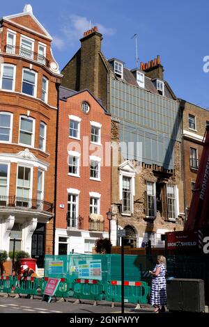 Queen Anne Street, Londra. 1774 costruzione di Townhouse crollo e demolizione. Foto Stock