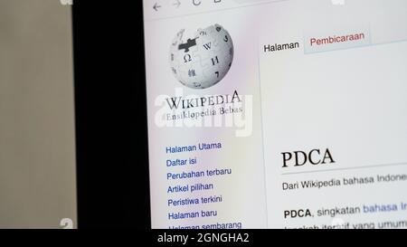 Jakarta, Indonesia-17 settembre 2021: Sito web di Wikipedia sullo schermo il 17 settembre 2021. A Jakarta Indonesia. Foto Stock