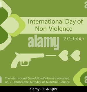 La Giornata Internazionale della non violenza si celebra il 2 ottobre, il compleanno di Mahatma Gandhi. Illustrazione Vettoriale