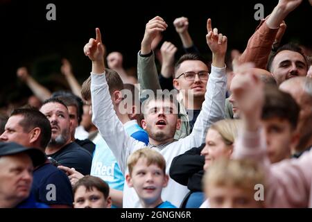 Sheffield, Regno Unito. 25 Settembre 2021. Un fan della Derby County a Sheffield, Regno Unito, il 9/25/2021. (Foto di ben Early/News Images/Sipa USA) Credit: Sipa USA/Alamy Live News Foto Stock