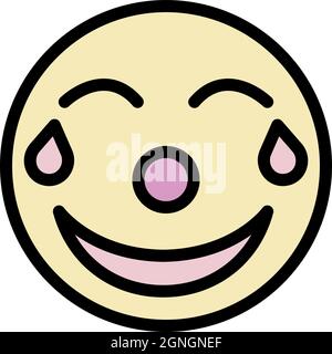 Icona emoji ridente. Contorno ridere emoji vettore icona colore piatto isolato Illustrazione Vettoriale