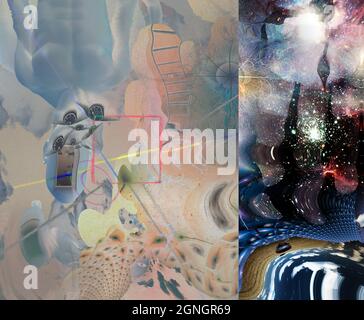 Pittura astratta simbolica. Rendering 3D Foto Stock