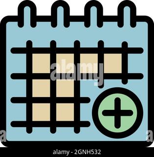 Icona del nuovo calendario riunioni. Delineare il nuovo calendario riunioni vettore icona colore piatto isolato Illustrazione Vettoriale