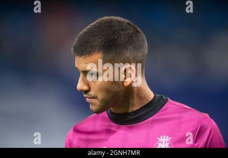 Estadio Santiagp Bernabeu, Madrid, Spagna. 25 Settembre 2021. Men's la Liga, Real Madrid CF versus Villarreal CF; portiere Gero Rulli di Villarreal Credit: Action Plus Sports/Alamy Live News Foto Stock