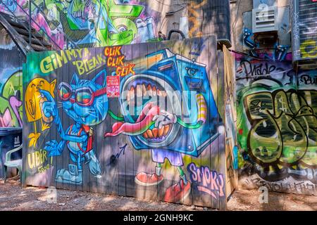 Grfitti Alley si trova all'interno del quartiere della moda nel centro di Toronto, Ontario. A tre isolati dalla Spadina Avenue a sud della Queen Stree Foto Stock