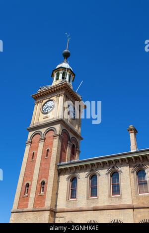 Scena nella torre dell'orologio di Newcastle Australia, edificio dell'ufficio postale Foto Stock