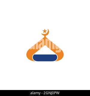 colorato cupola moschea nastro forma simbolo vettore logo Illustrazione Vettoriale