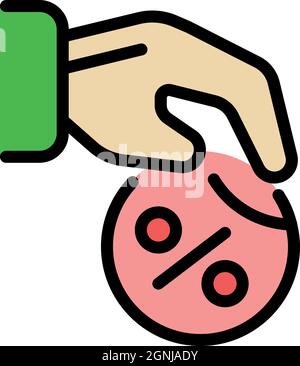 Icona dello sconto di vendita. Profilo vendita sconto vettore icona colore piatto isolato Illustrazione Vettoriale