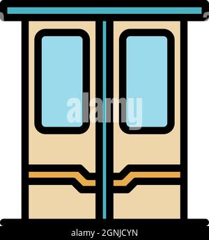 Icona delle porte dei treni. Contorno porte treno vettore icona colore piatto isolato Illustrazione Vettoriale