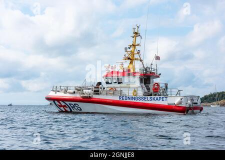 Lindesnes, Norvegia - Agosto 08 2021: Redningsselskapet cerca e salvataggio barca Oscar Tybring IV Foto Stock