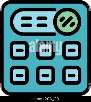 Icona calcolatore di denaro. Contorno di denaro calcolatrice vettore icona colore piatto isolato Illustrazione Vettoriale